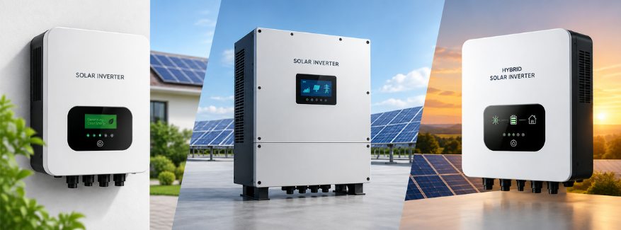 Solar inverter for residential, commercial, off-grid and hybrid solar power systems